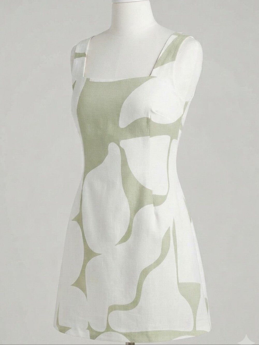 NWOT Square-Neck Printed Mini Dress w/ Backless Bow  (0172)